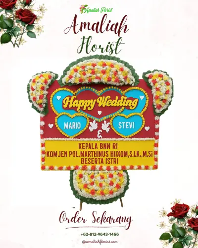 Karangan Papan Bunga Pernikahan di Murni